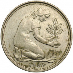 Монета 50 пфеннингов 1989 ФРГ