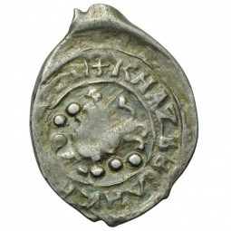 Монета Денга Василий Васильевич II Темный 1423-1425 Самсон / Сокольник вправо 