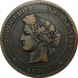 Монета 10 сантимов 1890 А Франция