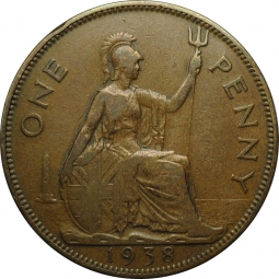 Монета 1 пенни 1938 Великобритания