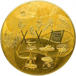 Монета 25000 рублей 2014 СПМД Олимпиада в Сочи - история олимпийского движения в России