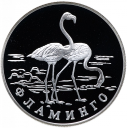 Монета 1 рубль 1996 ЛМД Красная книга - Фламинго (ошибочная дата 1997)