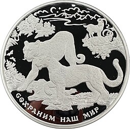 Монета 100 рублей 2011 ММД Сохраним наш мир переднеазиатский леопард
