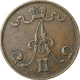 Монета 5 пенни 1873 Для Финляндии
