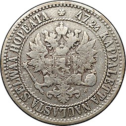 Монета 2 марки 1866 S Русская Финляндия