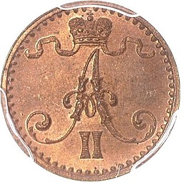Монета 1 пенни 1871 Для Финляндии