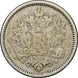 Монета 50 пенни 1872 S Для Финляндии