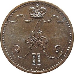 Монета 1 пенни 1873 Для Финляндии