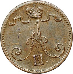 Монета 1 пенни 1888 Для Финляндии