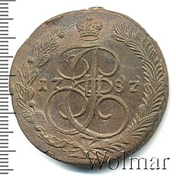 Монета 5 копеек 1787 ЕМ