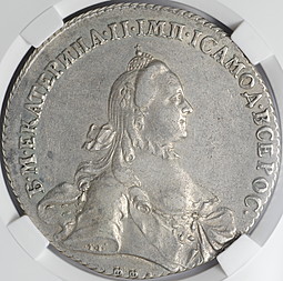 Монета 1 рубль 1764 ММД EI слаб ННР XF 45
