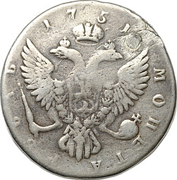 Монета 1 рубль 1751 ММД