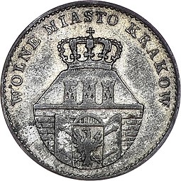 Монета 5 грошей 1835 Город Краков