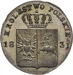 Монета 10 грошей 1831 KG Польское восстание