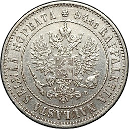 Монета 1 марка 1908 L Русская Финляндия
