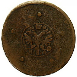 Монета 5 копеек 1740 Пробные, Надчеканка медных пятаков