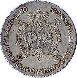 Монета Талер 1780 Петр Брион