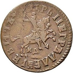 Монета 1 копейка 1718 МД