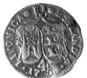 Монета 4 копейки 1756 Ливонезы Пробные
