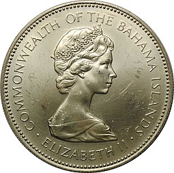 Монета 2 доллара 1972 Багамские острова