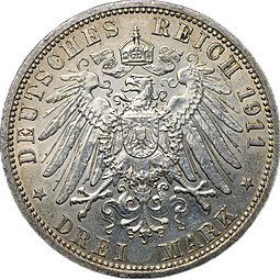 Монета 3 марки 1911 А Пруссия Германия