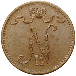 Монета 1 пенни 1911 Русская Финляндия