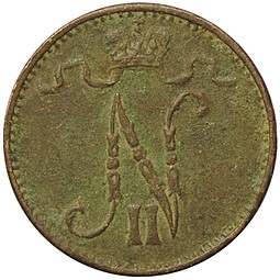 Монета 1 Пенни 1915 Русская Финляндия
