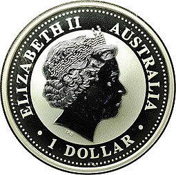 Монета 1 доллар 2006 Год Собаки Лунар 1 позолота Австралия 