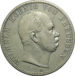 Монета 1 талер 1867 Пруссия