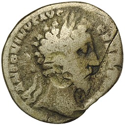 Монета Денарий 176-177 годов Римская империя Марк Аврелий