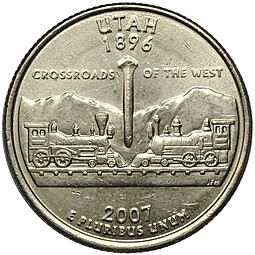 Монета 25 центов 2007 (квотер) P Юта