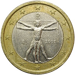Монета 1 евро 2002 Италия