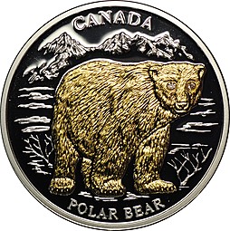 Монета 10 долларов 2004 Полярный медведь Канада Либерия