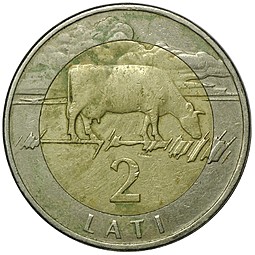 Монета 2 лата 1999 Латвия