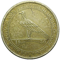 Монета 3 марки 1930 Освобождение Рейнланда Германия