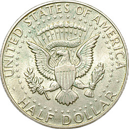 Монета 50 центов 1968 D серебро США