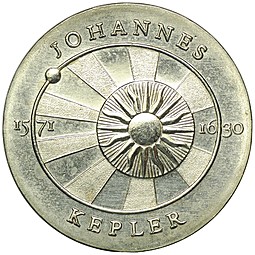 Монета 5 марок 1971 400 лет Иоганну Кеплеру Германия ГДР