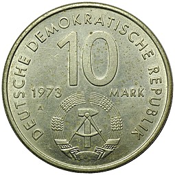Монета 10 марок 1973 Фестиваль молодежи и студентов Германия ГДР