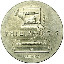 Монета 5 марок 1974 Филипп Рейс Германия ГДР