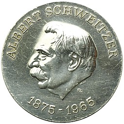 Монета 10 марок 1975 Альберт Швейцер Германия ГДР