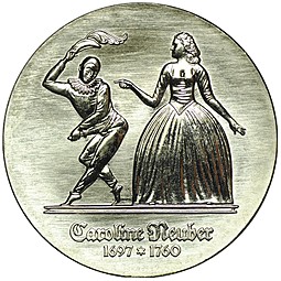 Монета 5 марок 1985 Каролина Нойбер Германия ГДР