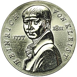 Монета 5 марок 1986 Генрих фон Клейст Германия ГДР
