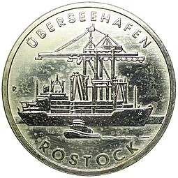 Монета 5 марок 1988 Город-порт Росток Германия ГДР