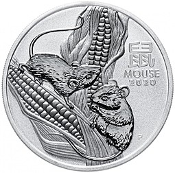 Монета 1 доллар 2020 Восточный календарь Год мыши Австралия