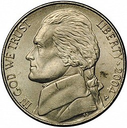 Монета 5 центов 2004 Приобретение Луизианы США