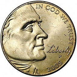 Монета 5 центов 2005 Выход к океану США