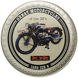 Монета 2 доллара 2007 Великие мотоциклы - ИЖ-8 Острова Кука