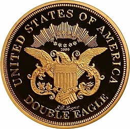 Монета 20 долларов 1849 рестрайк (Pattern Double Eagle Smithsonian Collection)