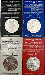Набор 1 доллар 1983-1984 P, D, S Олимпиада Лос-Анджелес США 4 монеты