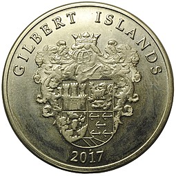 Монета 1 доллар 2017 парусник Sagresi Острова Гилберта Кирибати